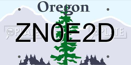 ZN0E2D Oregon License Plate