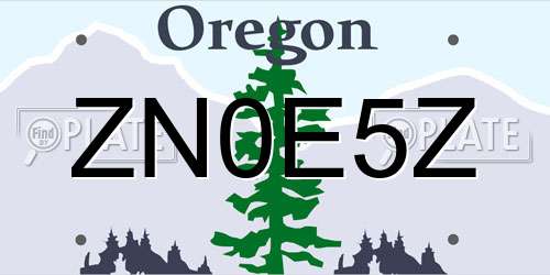 ZN0E5Z Oregon License Plate
