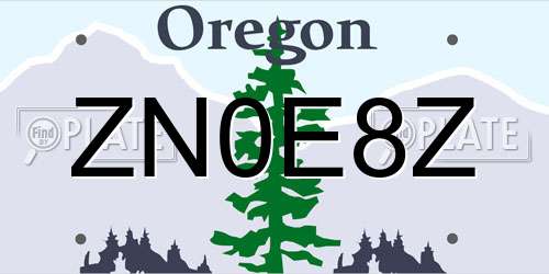 ZN0E8Z Oregon License Plate