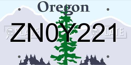 ZN0Y221 Oregon License Plate