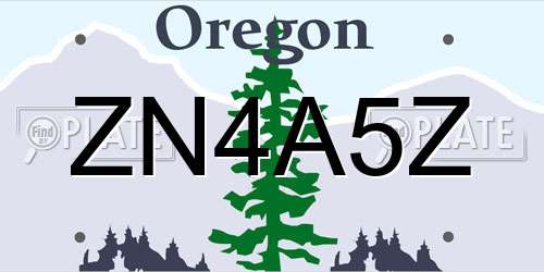 ZN4A5Z Oregon License Plate