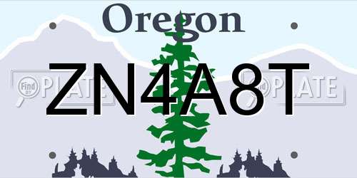 ZN4A8T Oregon License Plate