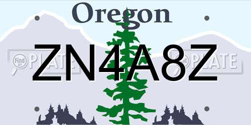ZN4A8Z Oregon License Plate
