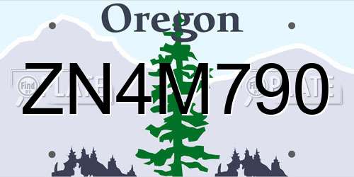ZN4M790 Oregon License Plate