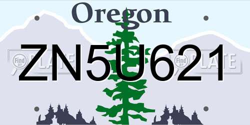 ZN5U621 Oregon License Plate