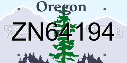 ZN64194 Oregon License Plate
