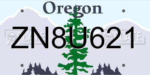 ZN8U621 Oregon License Plate