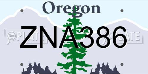ZNA386 Oregon License Plate