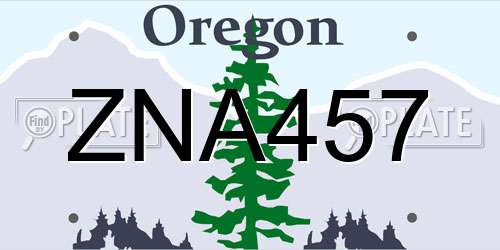 ZNA457 Oregon License Plate