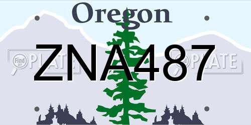 ZNA487 Oregon License Plate