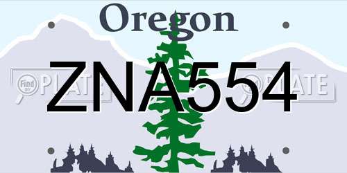 ZNA554 Oregon License Plate