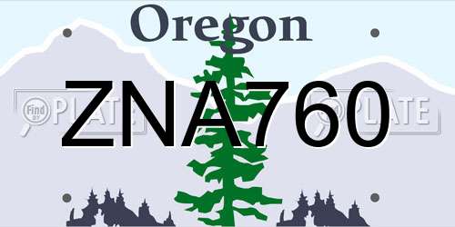 ZNA760 Oregon License Plate