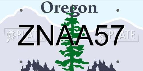 ZNAA57 Oregon License Plate