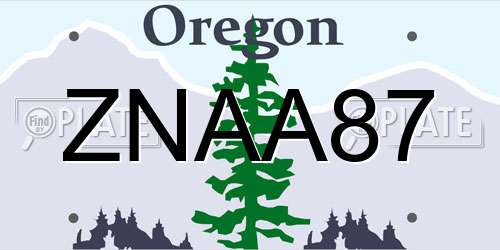 ZNAA87 Oregon License Plate
