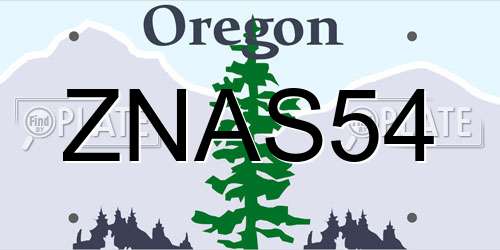 ZNAS54 Oregon License Plate