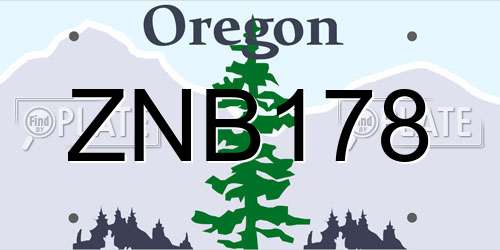 ZNB178 Oregon License Plate