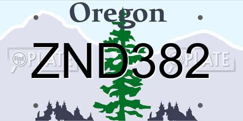 ZND382 Oregon License Plate