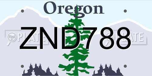 ZND788 Oregon License Plate