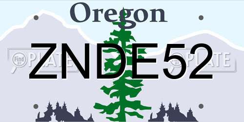 ZNDE52 Oregon License Plate