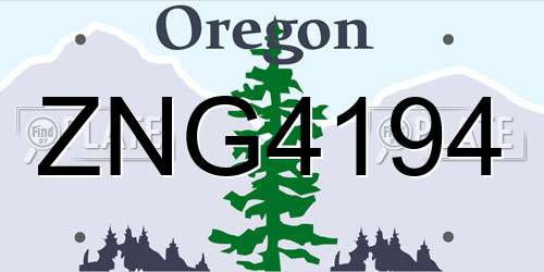 ZNG4194 Oregon License Plate