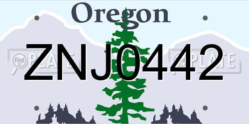 ZNJ0442 Oregon License Plate