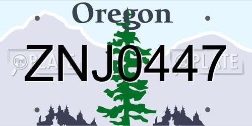 ZNJ0447 Oregon License Plate