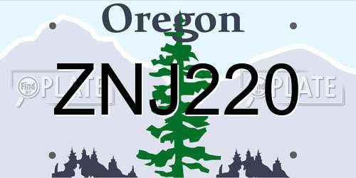 ZNJ220 Oregon License Plate