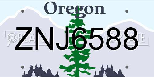 ZNJ6588 Oregon License Plate