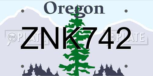 ZNK742 Oregon License Plate