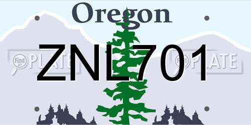 ZNL701 Oregon License Plate