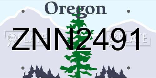 ZNN2491 Oregon License Plate