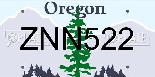 ZNN522 Oregon License Plate