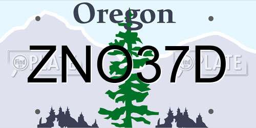 ZNO37D Oregon License Plate