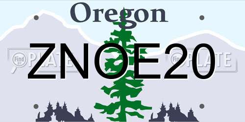 ZNOE20 Oregon License Plate