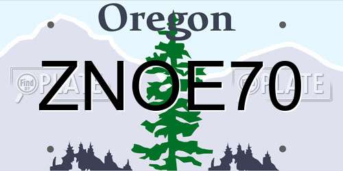 ZNOE70 Oregon License Plate