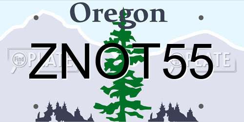 ZNOT55 Oregon License Plate