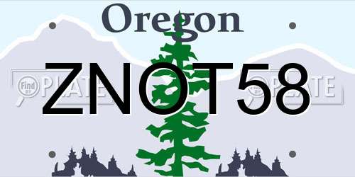 ZNOT58 Oregon License Plate