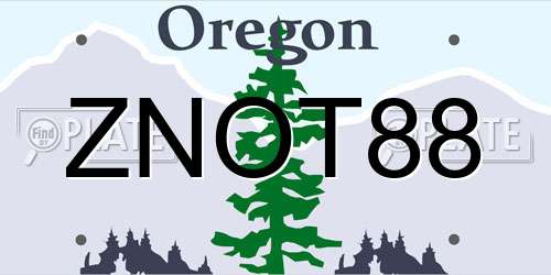 ZNOT88 Oregon License Plate