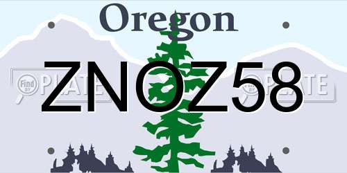 ZNOZ58 Oregon License Plate