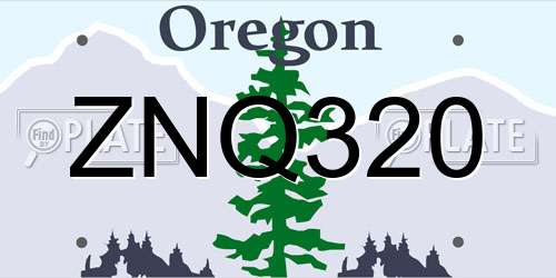 ZNQ320 Oregon License Plate
