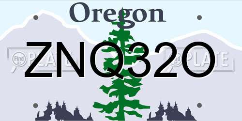 ZNQ32O Oregon License Plate