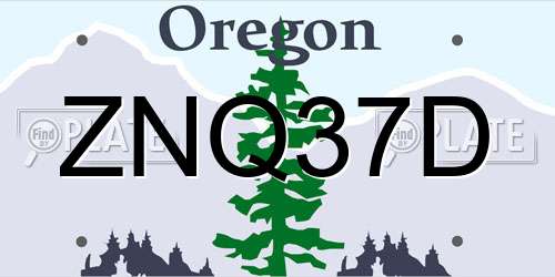 ZNQ37D Oregon License Plate
