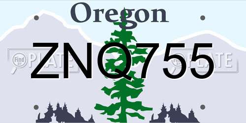 ZNQ755 Oregon License Plate