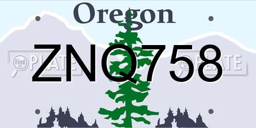 ZNQ758 Oregon License Plate