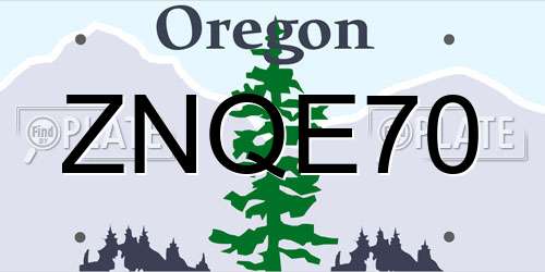 ZNQE70 Oregon License Plate