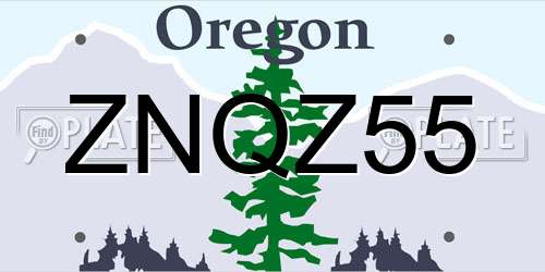 ZNQZ55 Oregon License Plate