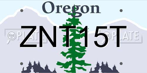 ZNT15T Oregon License Plate
