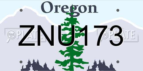 ZNU173 Oregon License Plate