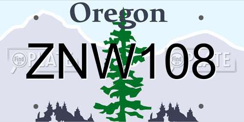 ZNW108 Oregon License Plate