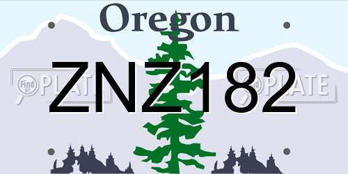 ZNZ182 Oregon License Plate